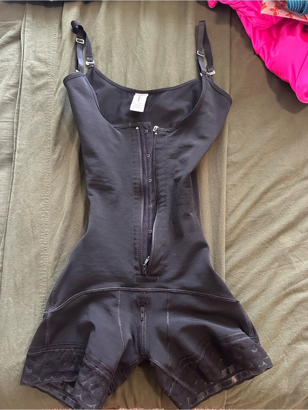 Black Colombiana Shapewear One-Piece Bodysuit with Adjustable Straps